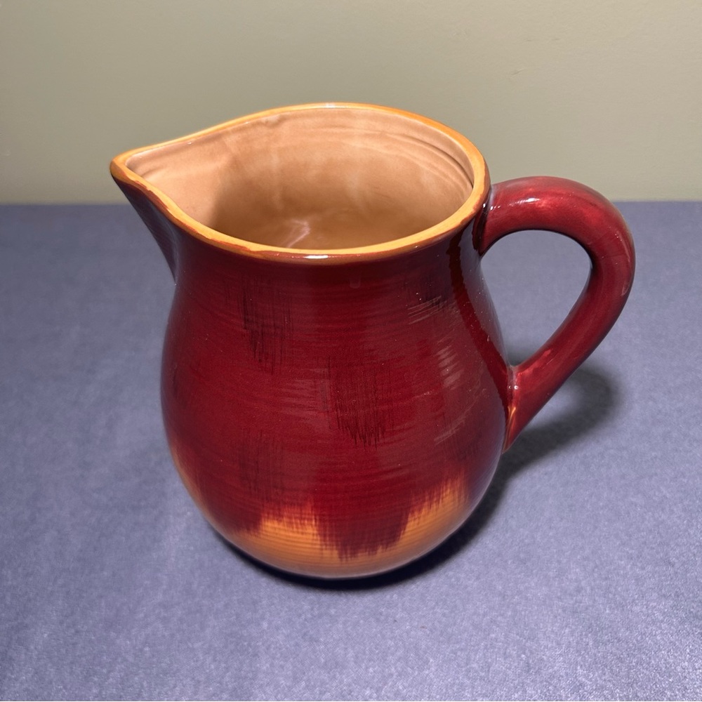 Teleflora Art Pottery Vase Pitcher Maroon Yellow Mauve Southwestern Ombré Ranch